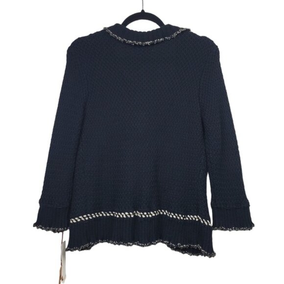 Ruby Rd Womens Black Rosette Knit Cardigan Sweater Size M NWT - Picture 3 of 7